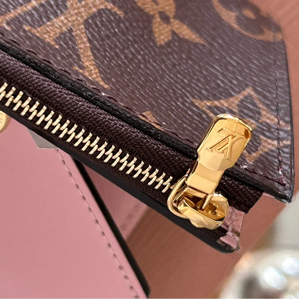 Louis Vuitton Pink and Brown Monogram Card Holder Wallet